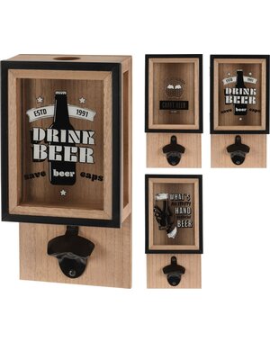 Home & Styling Flesopener en bierdoppenhouder 3assorti
