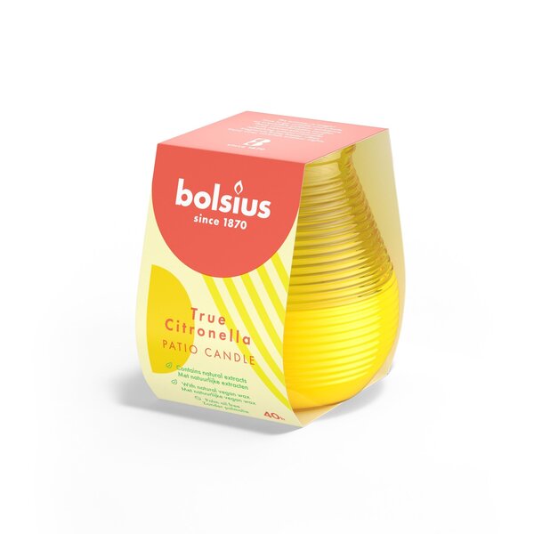 Bolsius Citronellakaars in glas geel