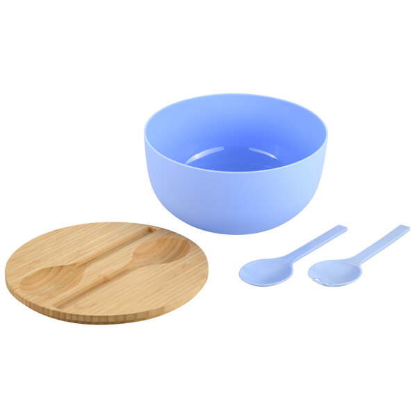 Kesper Saladeschaal 24cm met deksel en bestek blauw
