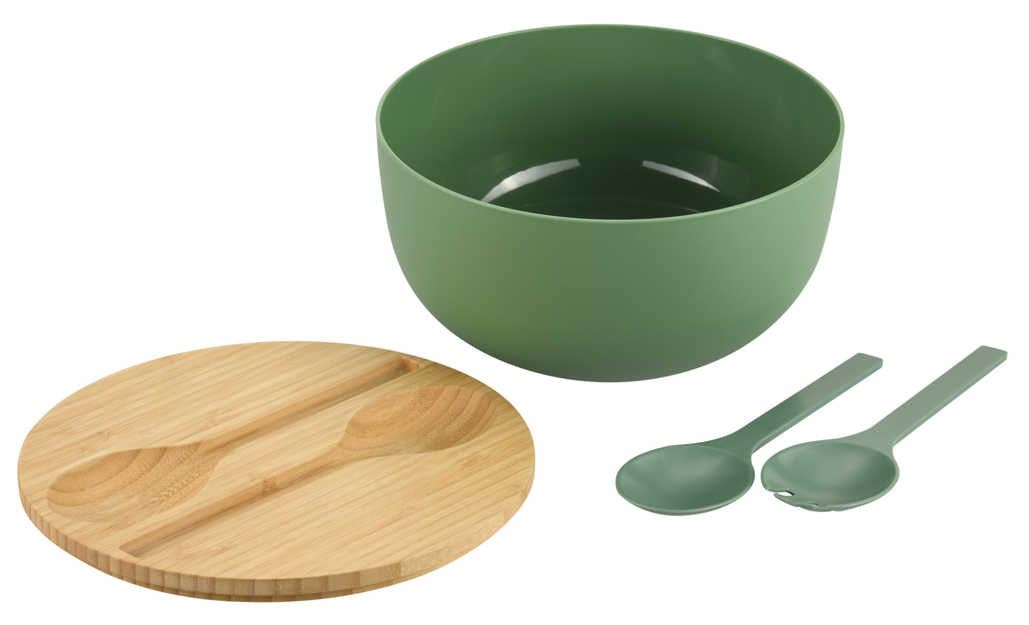 Acryl Saladeschaal Met Bestek Smoke - Pastel & Naturel