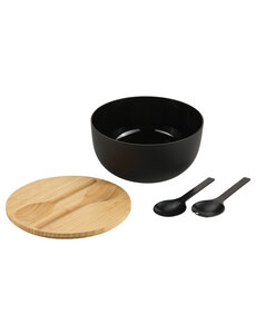 Kesper Saladeschaal 24cm met deksel en bestek zwart