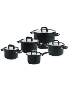 BK Cookware Kookset 5-delig RVS BK Flow Cool Black met afgietsysteem
