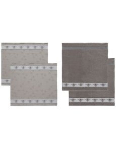 DDDDD Combiset 2 thee- en 2 keukendoeken Honey grijs