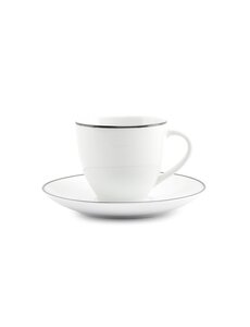 BonBistro Kop en schotel 20cl black rim Basic White