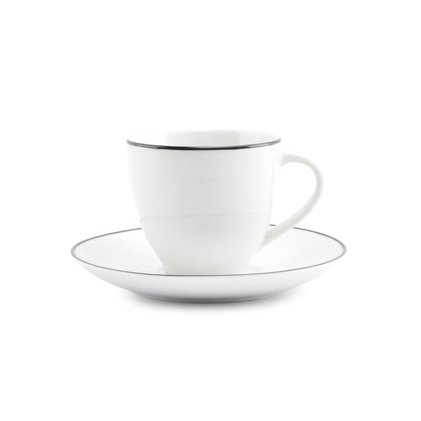 BonBistro Kop en schotel 20cl black rim Basic White