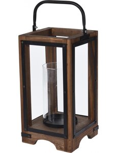 Home & Styling Lantaarn Hout en Metaal 27,5cm