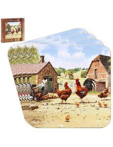 Lesser & Pavey Onderzetters Haan & Hen set/4