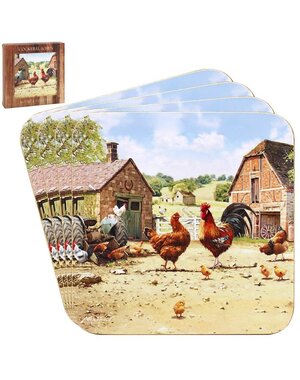 Lesser & Pavey Onderzetters Haan & Hen set/4