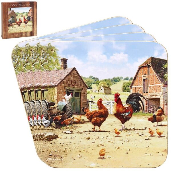 Lesser & Pavey Onderzetters Haan & Hen set/4
