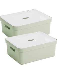 Sunware Opbergbox + deksel 24L set 2 lichtgroen Sigma home
