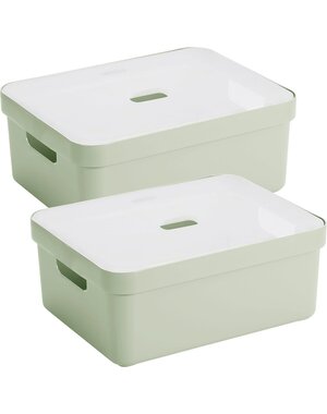 Sunware Opbergbox + deksel 24L set 2 lichtgroen Sigma home