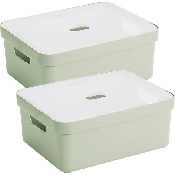 Sunware Opbergbox + deksel 24L set 2 lichtgroen Sigma home