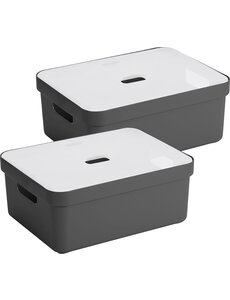 Sunware Opbergbox 24L + deksel set 2 antraciet Sigma home