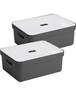 Sunware Opbergbox 24L + deksel set 2 antraciet Sigma home