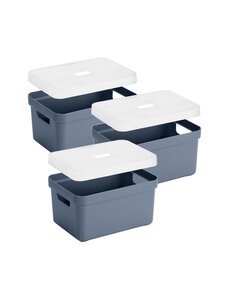 Sunware Opbergbox + deksel 13L set 3 donkerblauw Sigma home