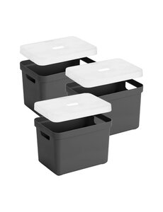 Sunware Opbergbox + deksel 18L set 3 antraciet Sigma home