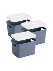 Rotho, Compact, Opbergdoos 70l met deksel en wielen, Kunststof (PP) BPA-vrij, groen/transparant, A3/70l (57,0 x 39,5 x 43,5 cm