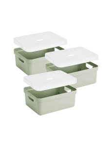 Sunware Opbergbox + deksel 24L set 3 lichtgroen Sigma home.