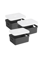 RMAN® 38 L Cajas Almacenaje Plastico Plegable con Tapa Organizador Camper con Ruedas Accesorios Camping para Camping, Maletero de Coche, Campismo, 38 L - Blanco Crema