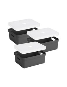 Sunware Opbergbox + deksel 24L set 3 antraciet Sigma home