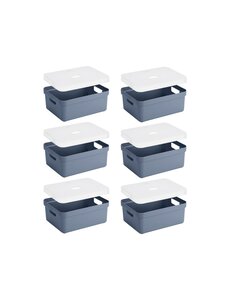 Sunware Opbergbox + deksel 24L set 6 donkerblauw Sigma home