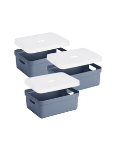 Sunware Opbergbox + deksel 24L set 3 donkerblauw Sigma home
