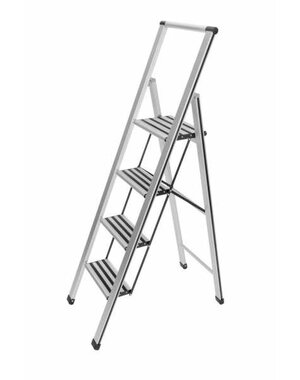 Wenko Trapladder aluminium 4 tredes zilver