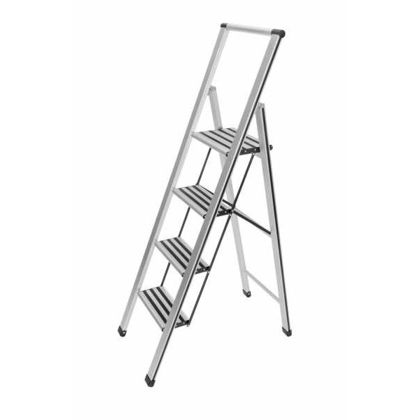 Wenko Trapladder aluminium 4 tredes zilver