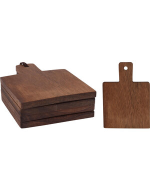 Excellent Houseware Snijplank mini - Onderzetter acacia 4 stuks