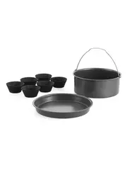 Air Fryer Accessoires 2 Stuks, Zwarte Ronde Taart Vat & Pizza Pan voor Huishoudelijke Bakplaat Stoofschotels Desserts Frittatas Lasagne(7 Inches