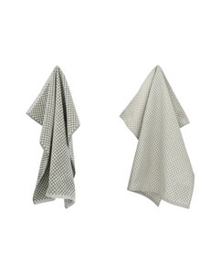 Bunzlau Castle Set keuken- en theedoek Small Check Dark Green