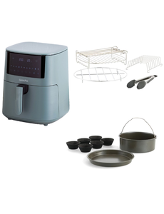 Greenpan AirFryer Smokey blue XXL 1 Basket Bistro 7,2 L + 8 delige bakset + 4 delige grillset.