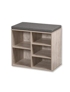 Kesper Schoenenkast grijs hout met zitkussen