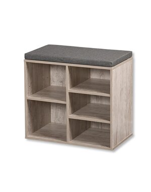 Kesper Schoenenkast grijs hout met zitkussen