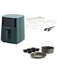 Greenpan AirFryer Pine Green XXL 1 Basket Bistro 7,2 L + 4 delige grillset + 8 delige bakset.