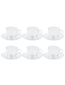  Theeglas met schotel 6 stuks