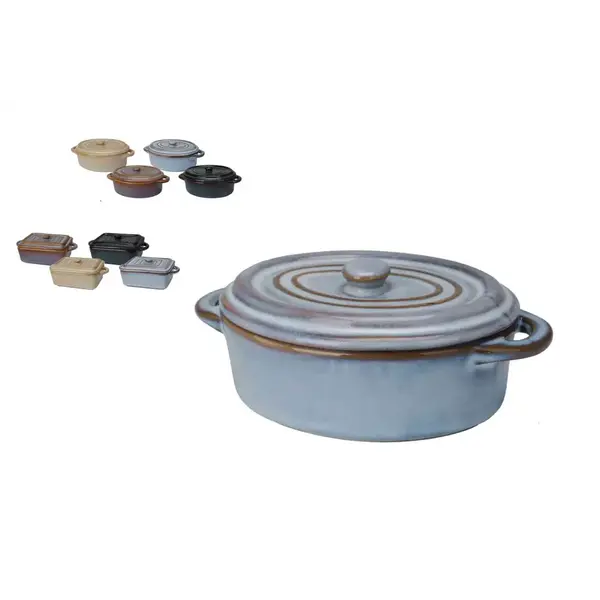 Excellent Houseware Mini pannetje met deksel aardewerk 8 assorti