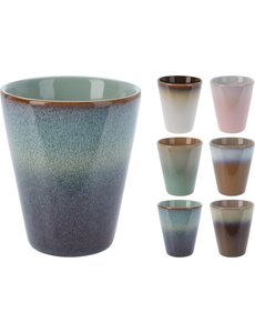 Beker aardewerk 320ml 6 assorti