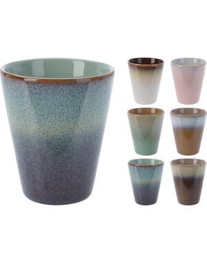 Beker aardewerk 320ml 6 assorti