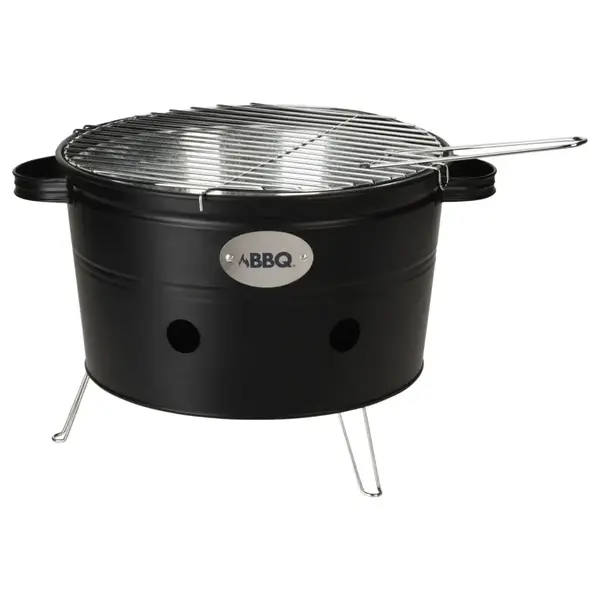 Pro Garden Barbecue teil met 2 handvatten 34 cm matzwart