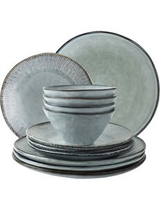 Dutch Rose Serviesset incl 4kommen 12 dlg blauw Organic