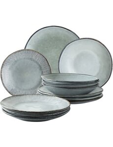 Dutch Rose Servies/bordenset 12dlg blauw Organic