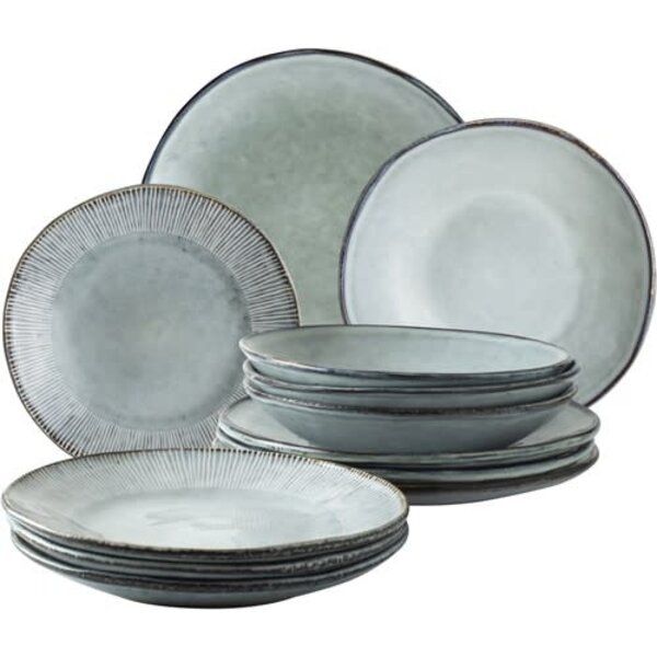 Dutch Rose Servies/bordenset 12dlg blauw Organic
