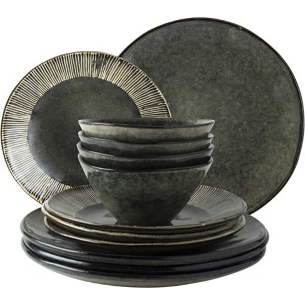 Dutch Rose Serviesset incl 4 kommen 12 dlg groen Organic