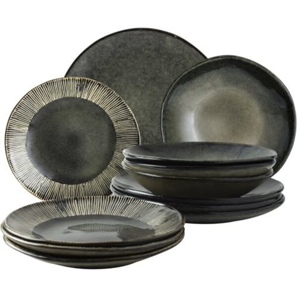 Dutch Rose Servies/bordenset 12dlg groen Organic