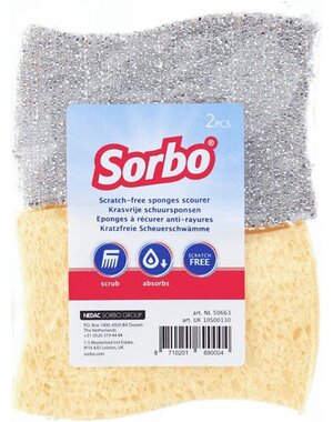 Sorbo Schuurspons krasvrij 11x7x4cm 2 st