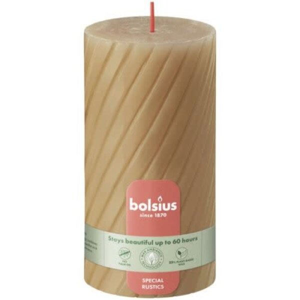 Bolsius Stompkaars twisted 130/68 rustiek taupe