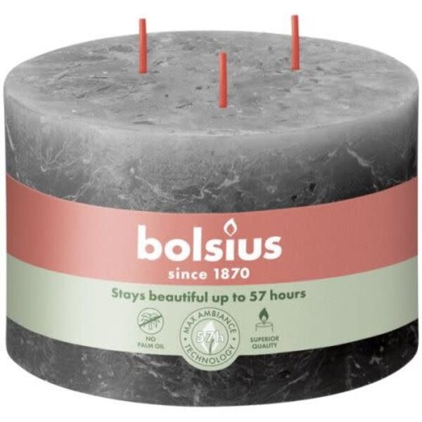 Bolsius Kaars rustiek 90/140 3 lonten stormgrijs
