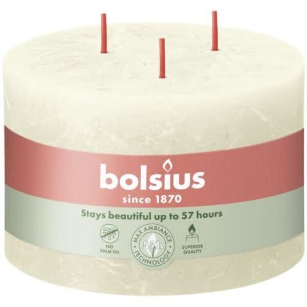 Bolsius Kaars rustiek 90/140 3 lonten zacht parel