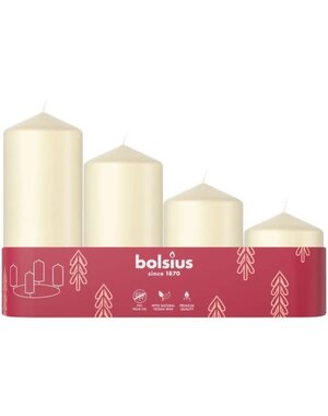 Bolsius Stompkaars soft pearl set van 4 maten